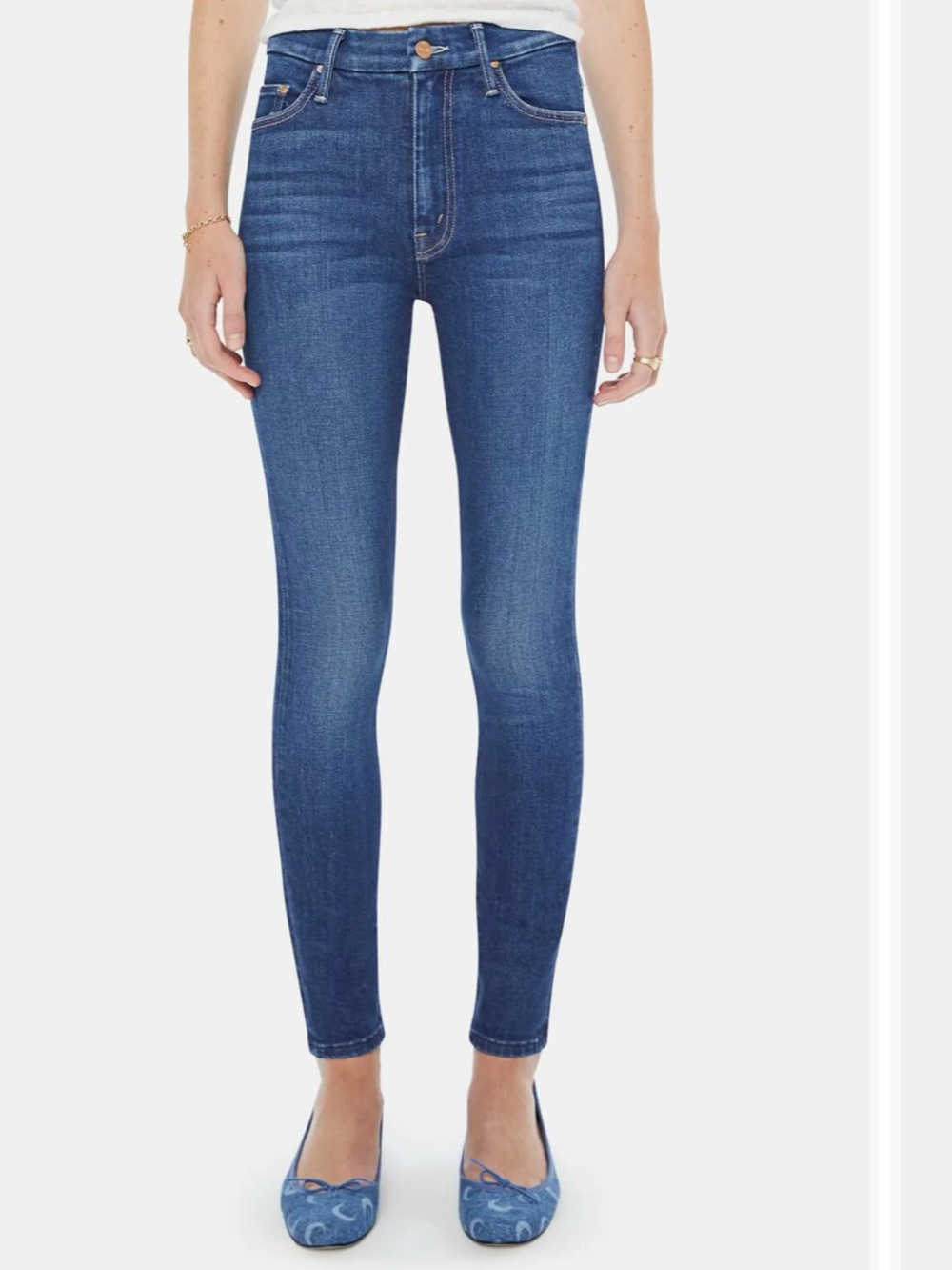 Mother High-Rise Dark Blue Skinny Jeans for Women